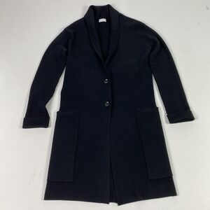 TSE Cardigan Sweater Womens Small Black Wool Cashmere Collared Longline Knit